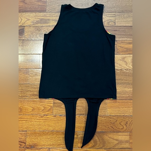 Black Tie-Front "Melanin Poppin" Graphic Tank Top Women's S - Picture 2 of 8